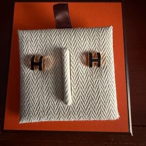 Hermes Black and Gold Earrings